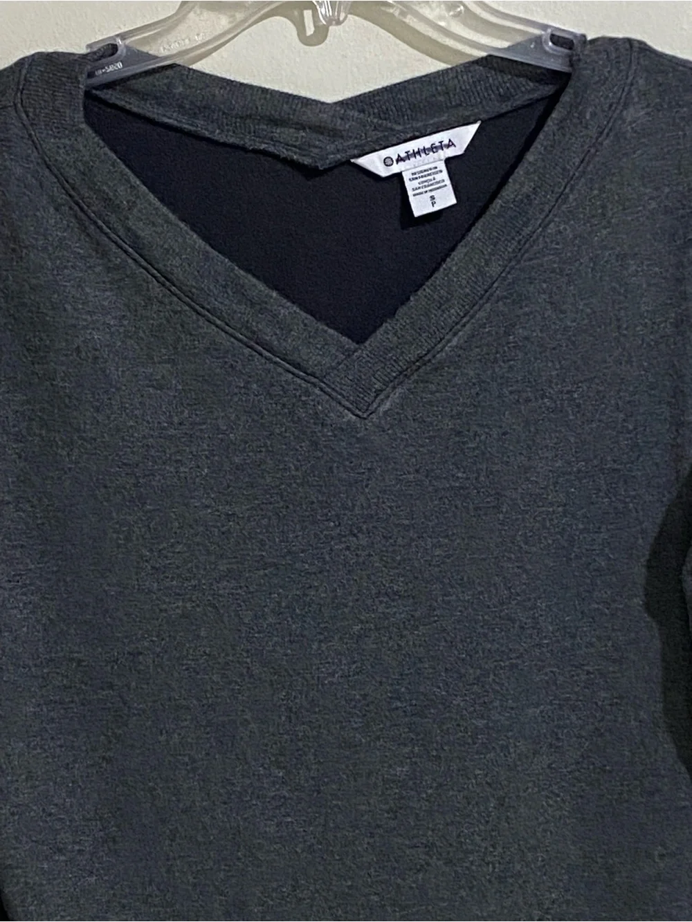 Athleta Charcoal Gray V-Neck Pullover Long Sleeve Sweatshirt Size S